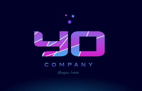 Yo y o  colored blue pink purple alphabet letter logo icon vector Stock Illustration