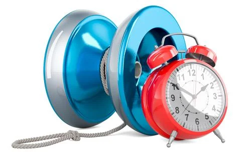 Yo-yo with alarm clock, 3D rendering Stock Illustration