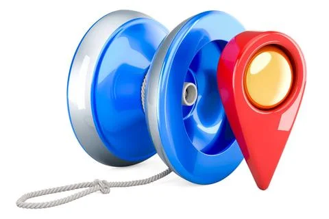 Yo-yo with map pointer, 3D rendering Yo-yo with map pointer, 3D rendering ... Stock Photos