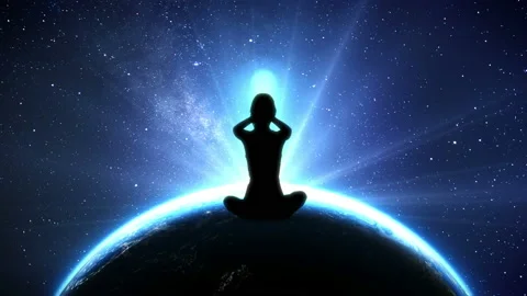 Yoga 3d of a prayer on top of the globe Stock Footage 236746765
