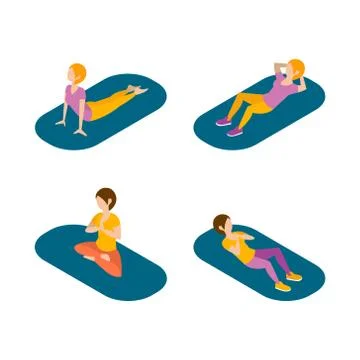 Yoga and Stretching for Women, Vector Set Illustrazione stock