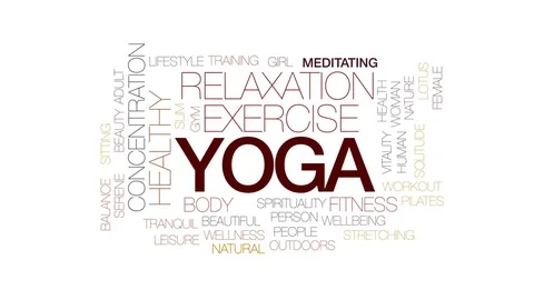 Yoga animated word cloud, text design animation. Kinetic typography. Stock Footage 81866632