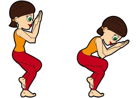 Yoga asana set eagle pose variations Stock Illustration