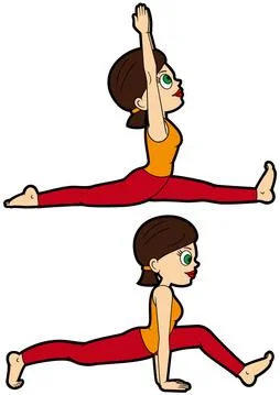 Yoga asana set monkey pose variations Stock Illustration