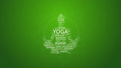 Yoga background ,All about yoga typography text meditation Stock Footage 230689175