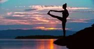 Yoga Balance At Dusk Stock Footage
