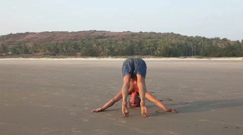 Yoga on the beach Stock Footage 56234258