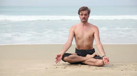 Yoga on the beach Video stock 58390728