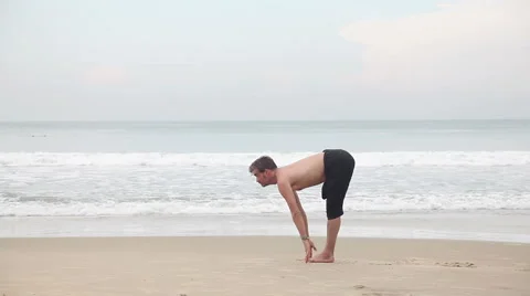 Yoga on the beach Video stock 58391329