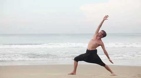 Yoga on the beach Stock Footage 58391562