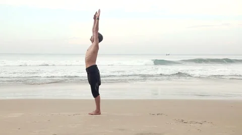 Yoga on the beach Stock Footage 58564729