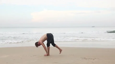 Yoga on the beach Stock Footage 58564881