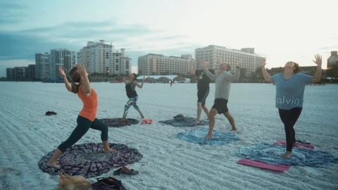 Yoga On The Beach Video stock 89756575