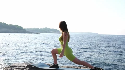 Yoga on the beach Stock Footage 249465782