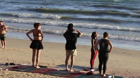 Yoga at the beach Stock Footage 310305488
