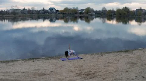Yoga On Beach Stock Photos