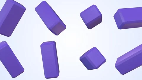 Yoga Blocks Falling on a Light Blue Background. Exercise Blocks 3D Animation. 4K Stock Footage 302269676