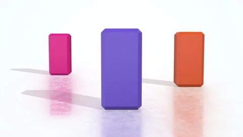 Yoga Blocks on a Light Reflective Floor. Exercise Blocks 3D Animation. 4K Stock Footage 302274355