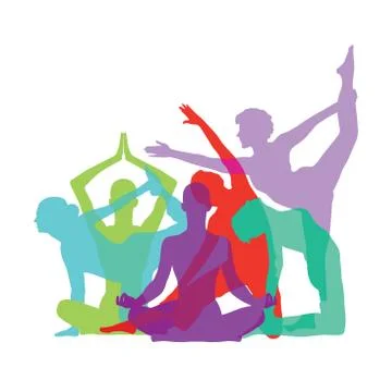 Yoga body figures composition Stock Illustration