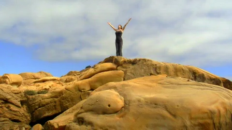 Yoga on boulder V2 - HD Stock Footage 778685