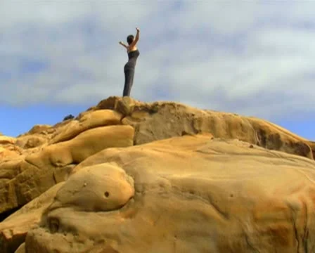 Yoga on boulder V4 - PAL Stock Footage 10738152