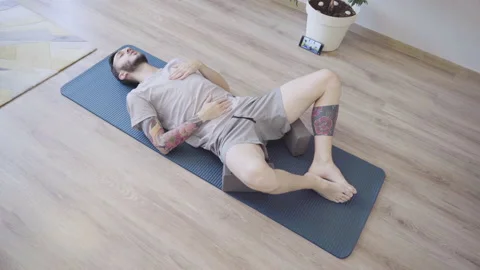 Yoga breathing exercise at home Stock Footage 157110249