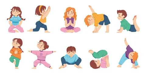 Yoga child. Kid exercise pose. Active sport for children. or Healthy training Stock Illustration