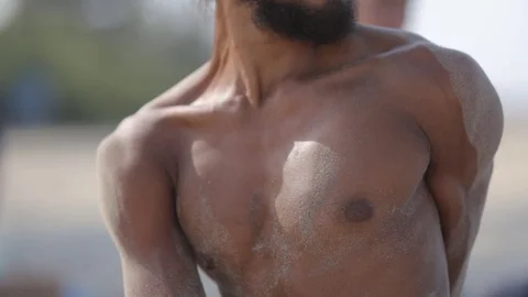 Yoga class on the beach Stock Footage 73918002