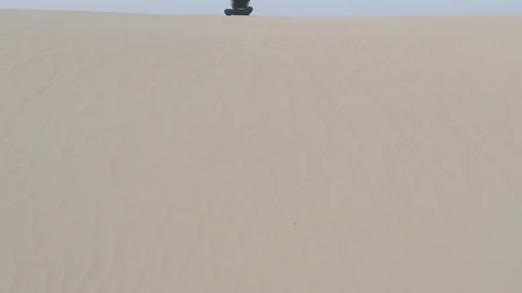 Yoga Class Desert | Aerial View | Drone Aerial Stock Footage 119908966