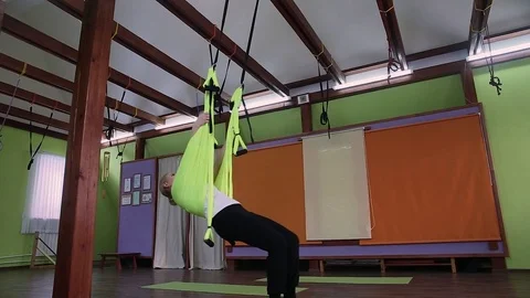 Yoga Class, Group of People Relaxing and Doing Yoga. Wellness and Healthy Stock Footage 70519607
