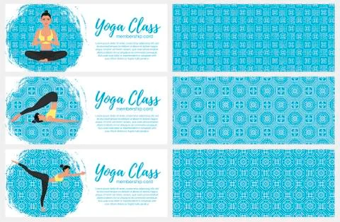 Yoga class horizontal flyers in flat style Stock Illustration