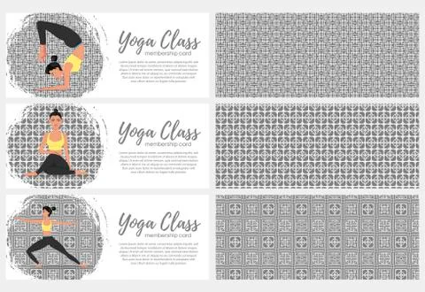 Yoga class horizontal flyers in flat style Stock Illustration