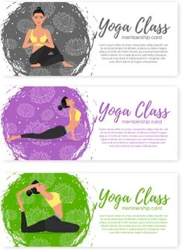 Yoga class horizontal flyers in flat style Stock Illustration