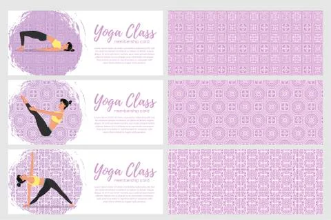 Yoga class horizontal flyers in flat style Stock Illustration