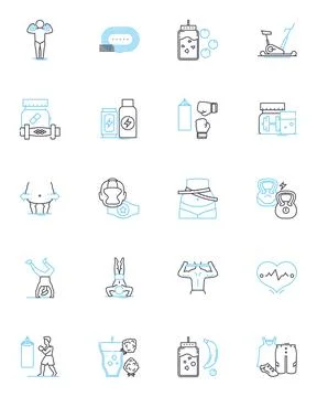 Yoga class linear icons set. Asana, Sun salutation, Warrior, Pranayama Stock Illustration