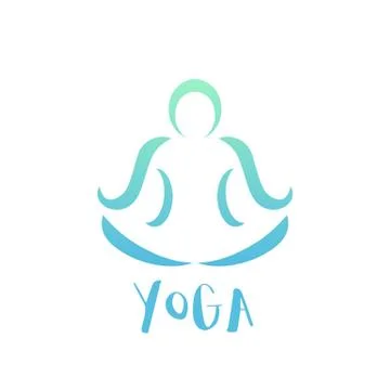 Yoga class logo element on white, man in lotus position Stock Illustration