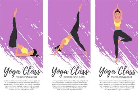 Yoga class vertical flyers in flat style Stock Illustration