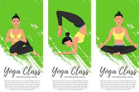 Yoga class vertical flyers in flat style Stock Illustration