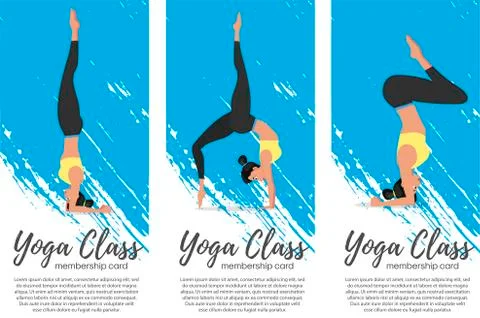 Yoga class vertical flyers in flat style Stock Illustration