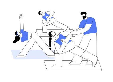 Yoga classes isolated cartoon vector illustrations. Ilustración de archivo