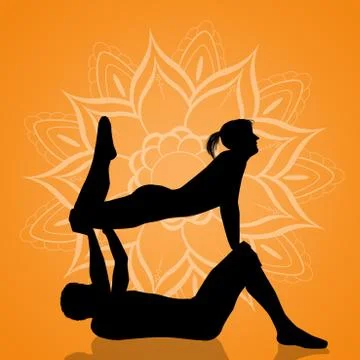 Yoga couple pose Stock Illustration