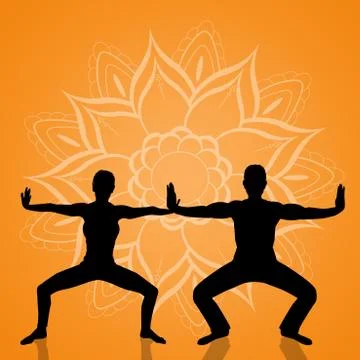 Yoga couple pose Stock Illustration