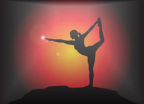 Yoga Dancer Pose Glare Background Stock Illustration