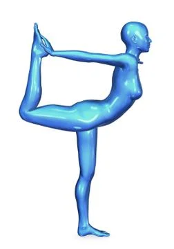 Yoga Dancer Pose - Glossy Blue Stock-Illustration