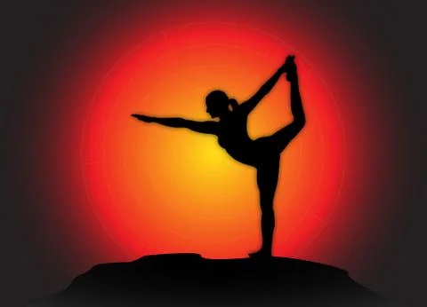 Yoga Dancer Pose Sun Background Illustrazione stock