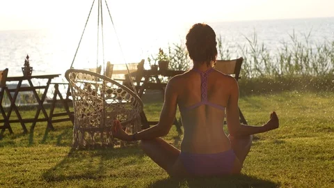 Yoga at dawn of the sun. Stock Footage 112292322