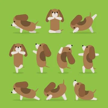 Yoga dog poses set Stock Illustration