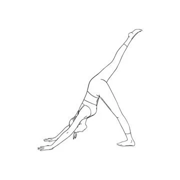 Yoga downward facing three legged dog pose or Svanasana. Female yoga improving Stock Illustration