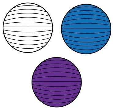 Yoga Exercise Ball Clipart Set - Outline and Color Stock Illustration