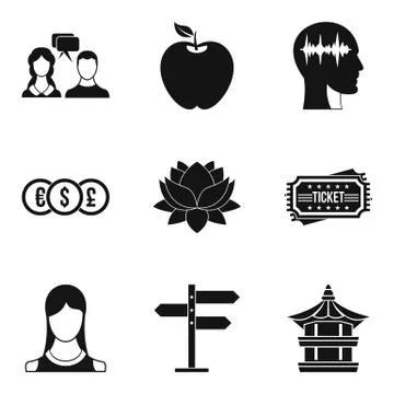 Yoga exercise icons set, simple style Stock Illustration